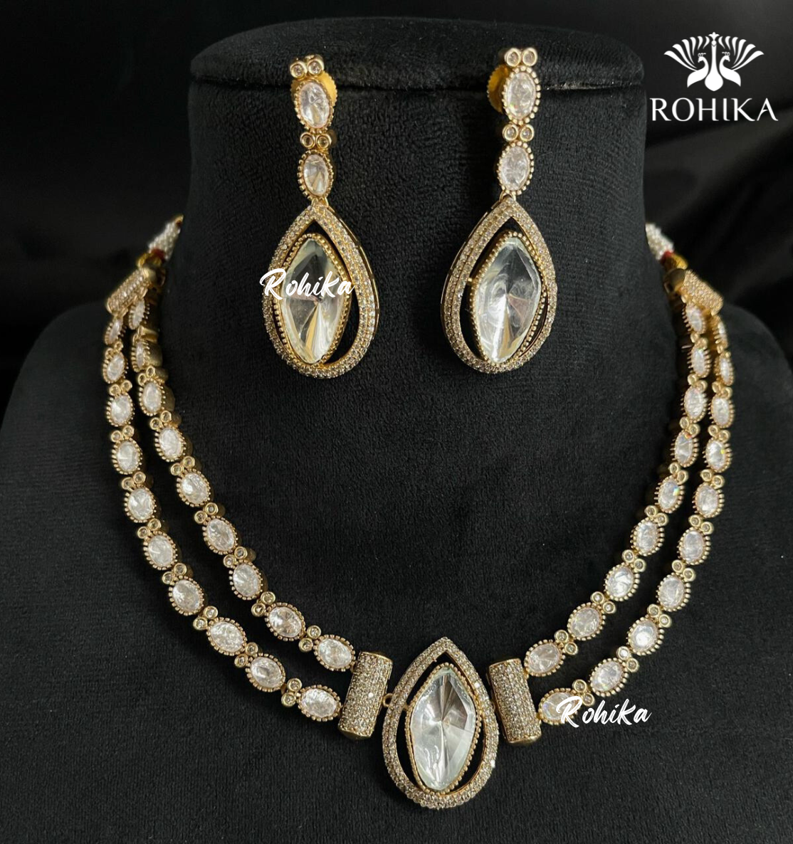 Kinara polki kundan necklace set - White