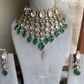 Sharan moisinite doublet bridal necklace set - Dark Green