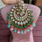 Polki kundan maangtikka (PLKM-041) - pink & mint green