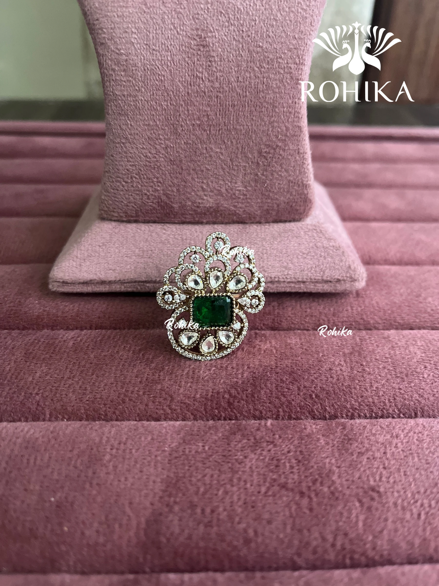 Angana polki kundan ring (SG-089) - Green