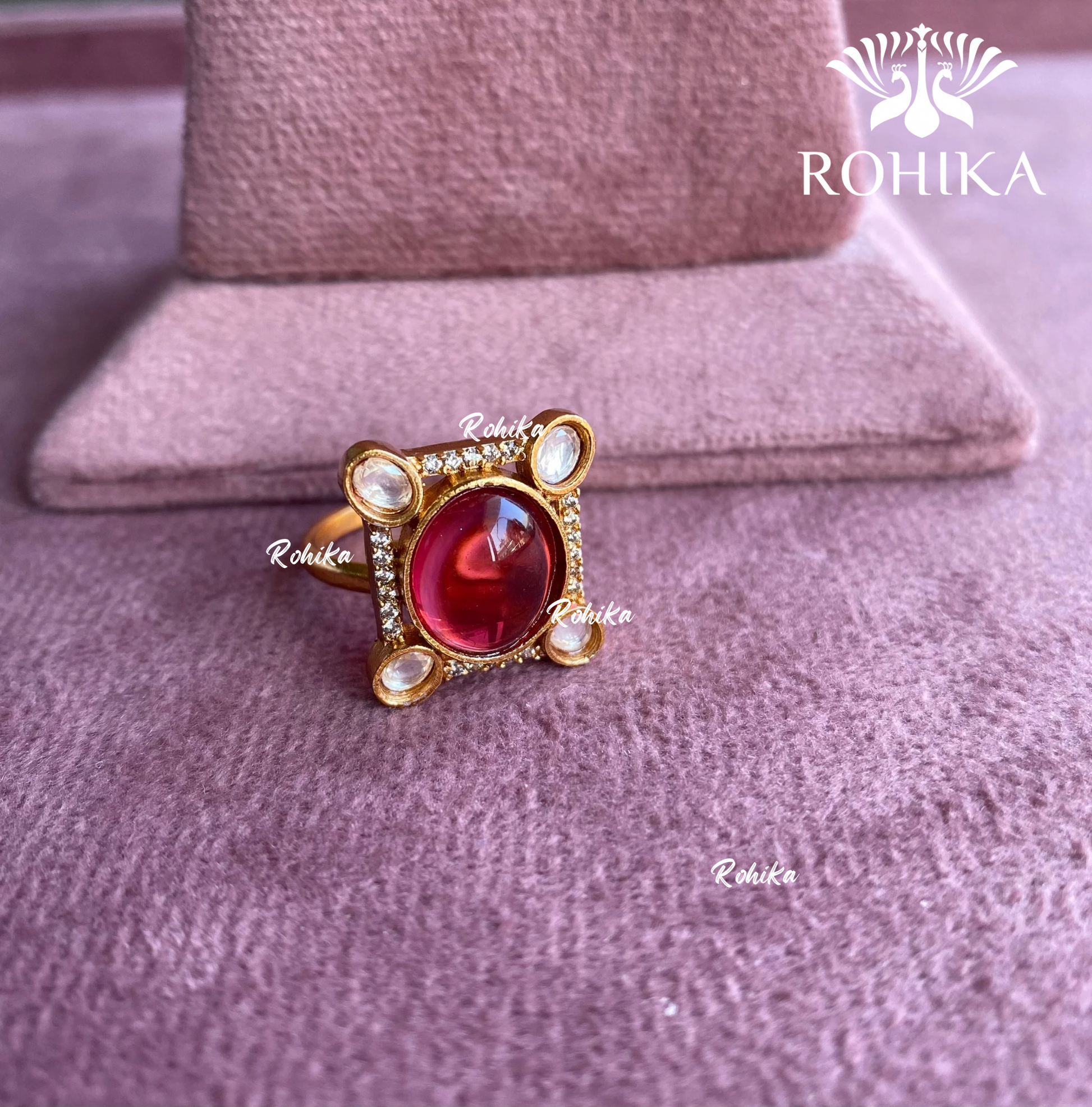 Angana polki kundan ring  (SG-024) - Red