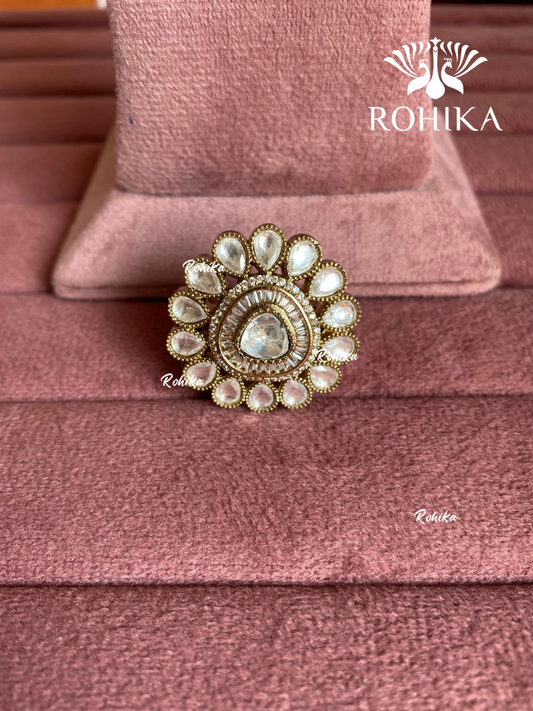 Angana polki kundan ring (SG-115) - White