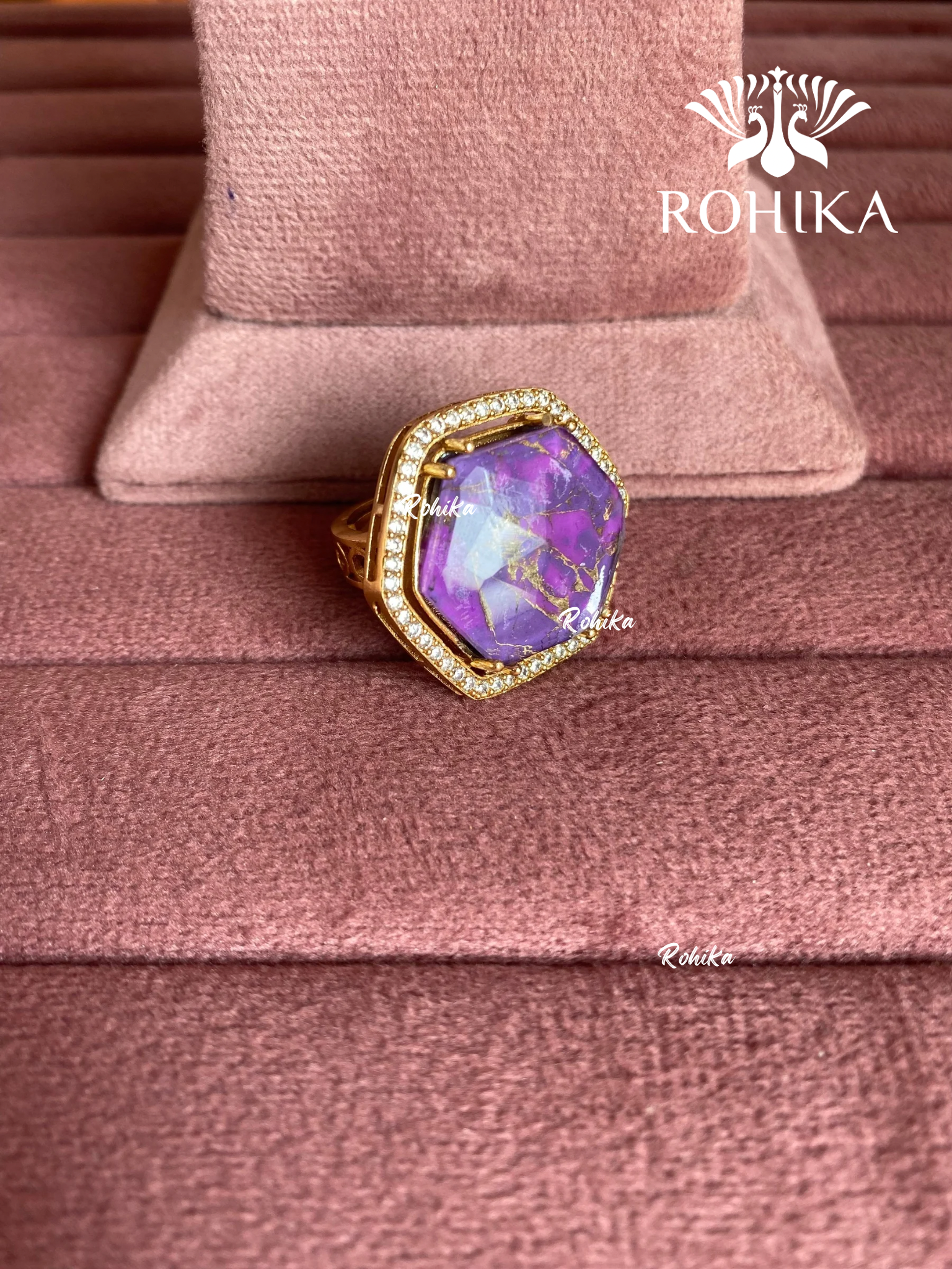 Angana polki kundan ring (SG-141) - Purple