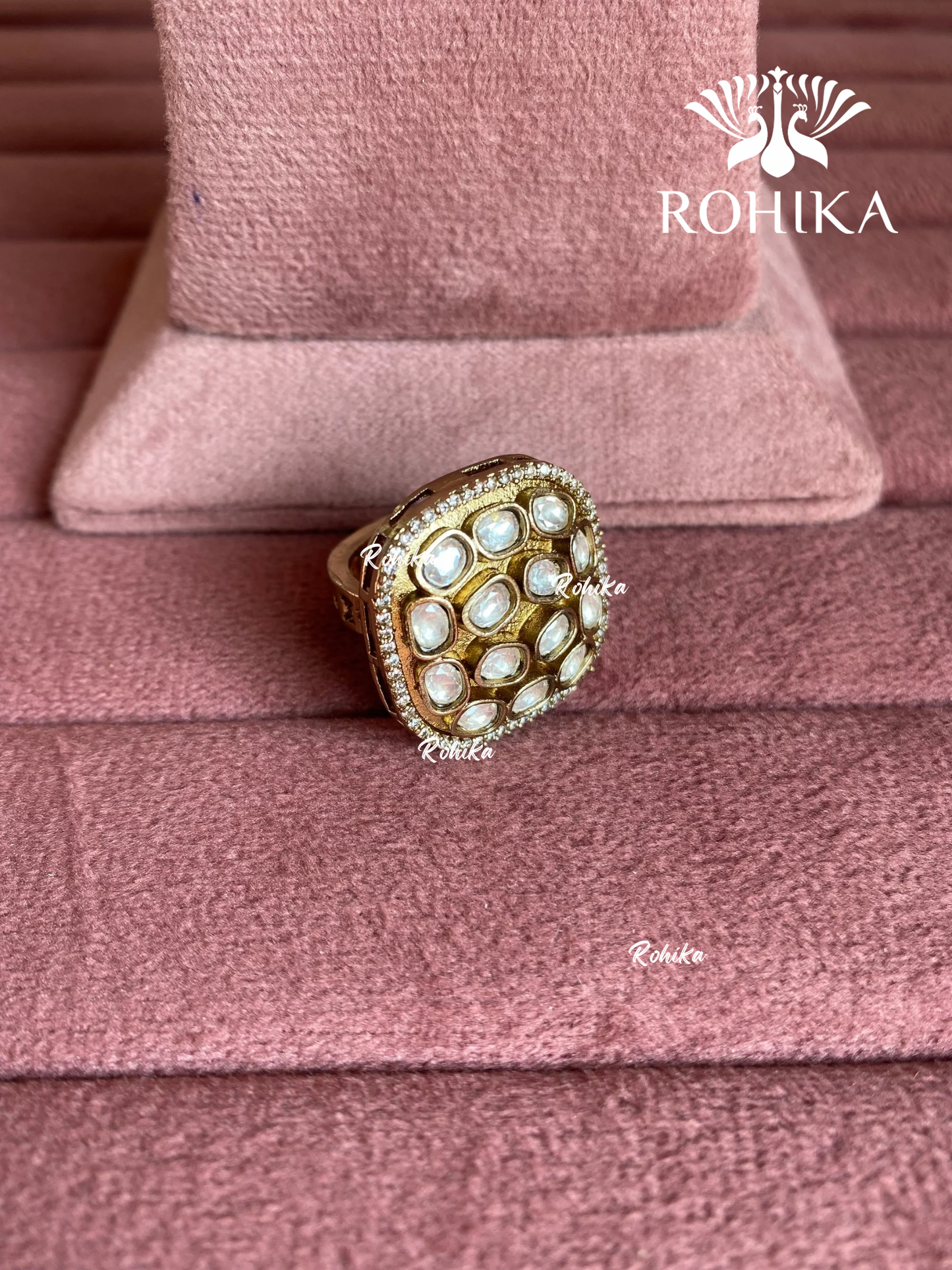 Angana polki kundan ring (SG-098) - White