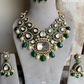 Gunjan bikaneri kundan bridal necklace set - Dark Green