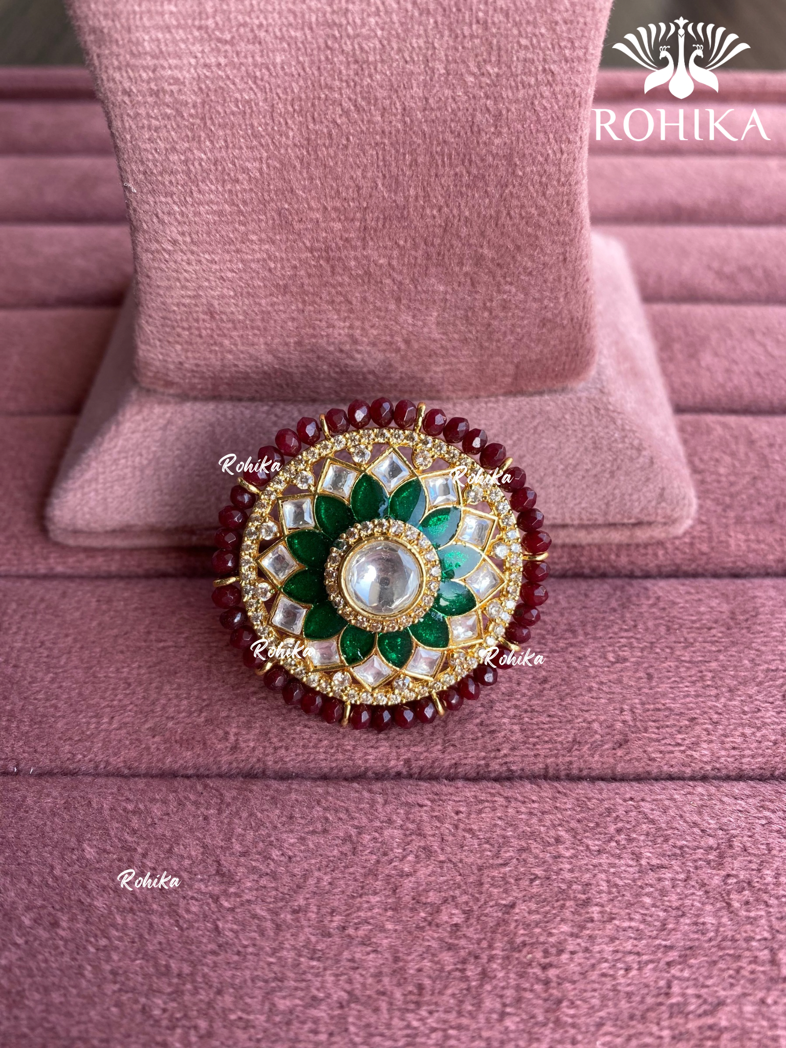 Angana polki kundan ring (SG-083) - Green