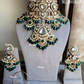 Rajshree polki kundan bridal combo set - Dark Green