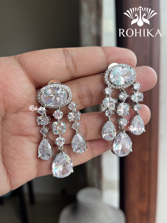 Nitara american diamond earrings - White