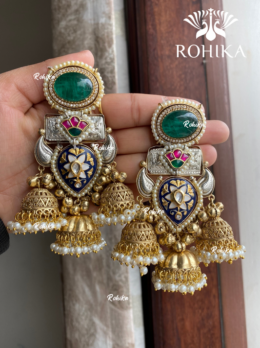 Banjara fusion earrings (FE-021) - Green