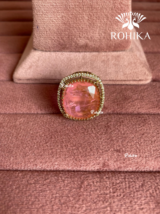 Angana polki kundan ring (SG-102) - pink