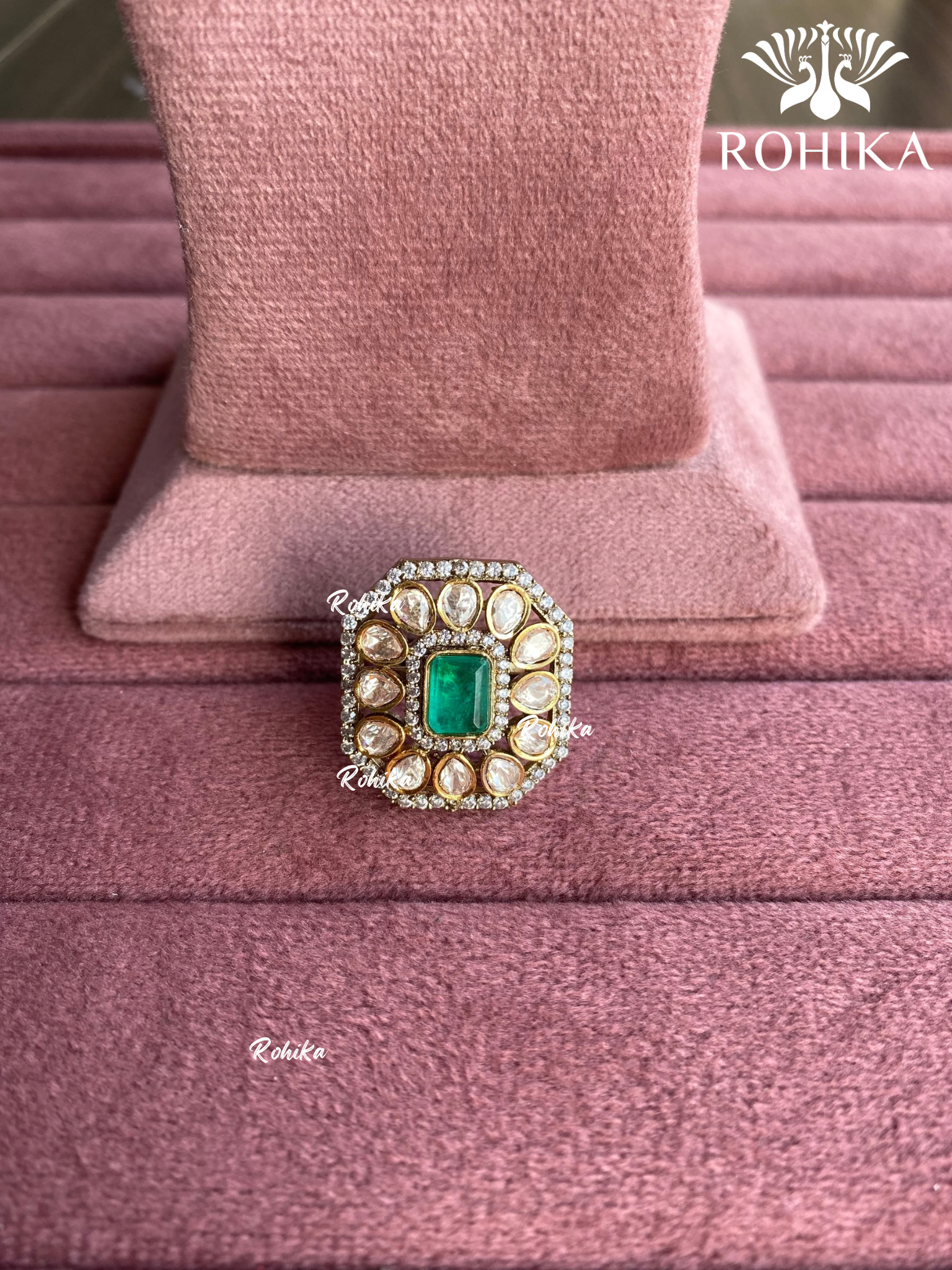 Angana polki kundan ring (SG-080) - Green