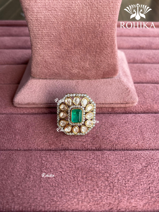 Angana polki kundan ring (SG-080) - Green