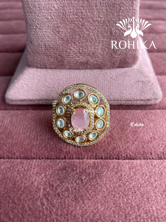 Angana polki kundan ring  (SG-026) - Pink