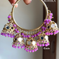 Leena mirror jhumki bali earrings - Purple