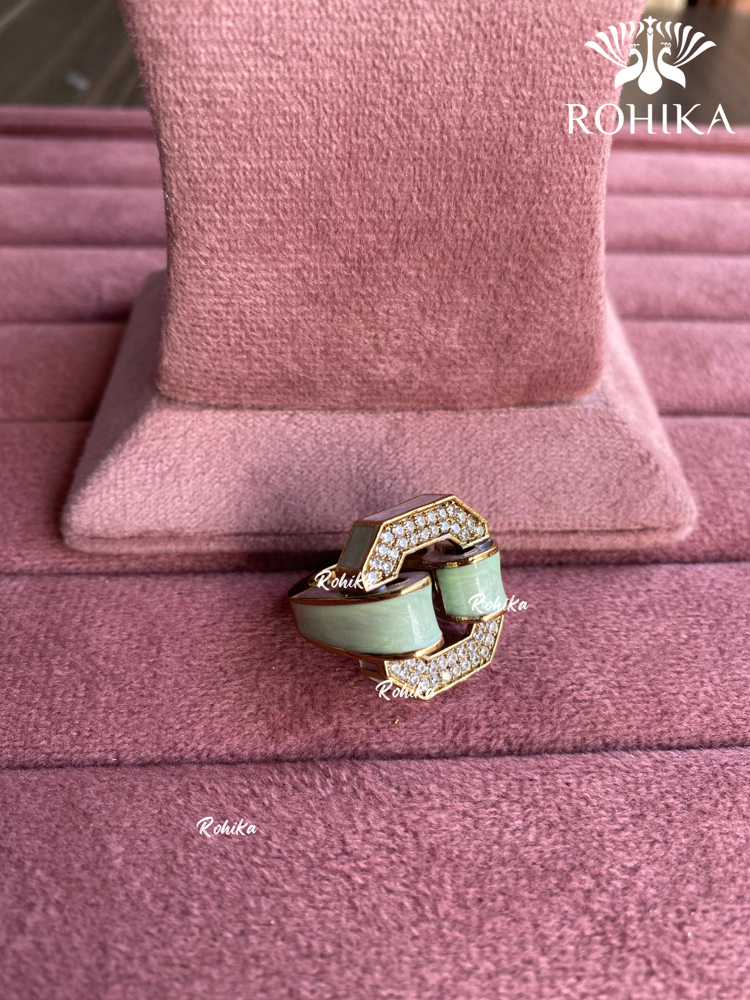 Angana polki kundan ring (SG-075) - Mint green