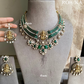 Laxmi moisanite polki necklace set - Dark Green