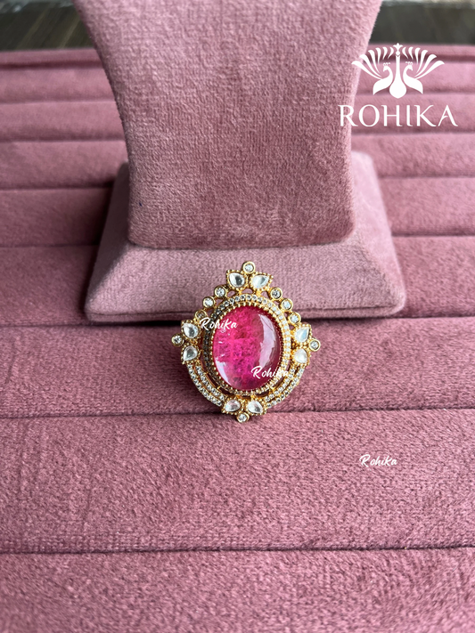 Angana polki kundan ring (SG-105) - Pink