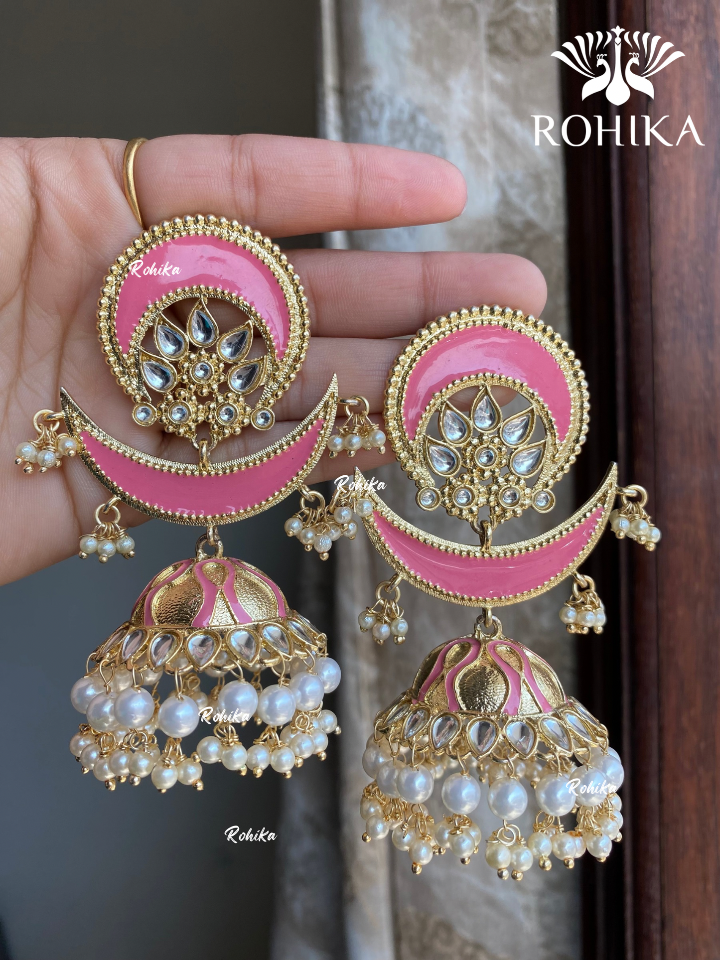 Bano beautiful jhumka earrings - Pink