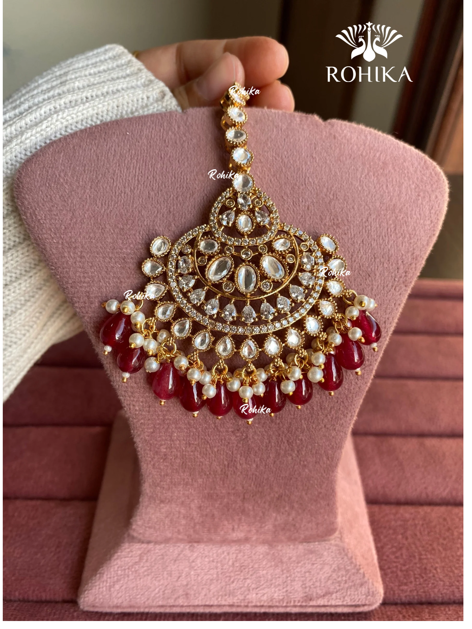 Polki kundan maangtikka (PLKM-050) - Red