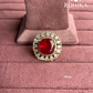 Angana polki kundan ring (SG-139) - Red