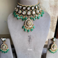 Varsha meenakari polki kundan choker set - Mint Green