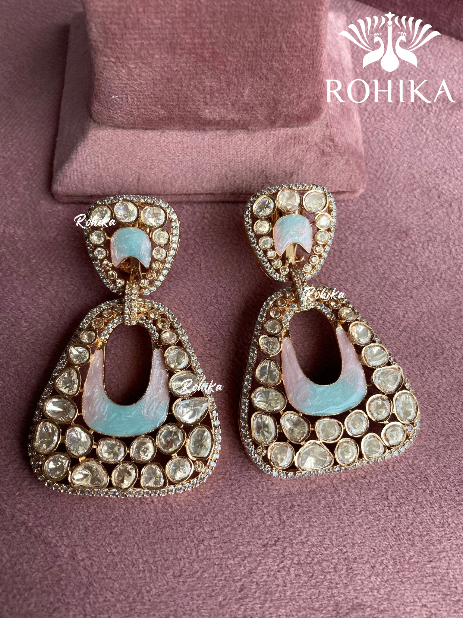 Mohana moisanite earrings - Mint green