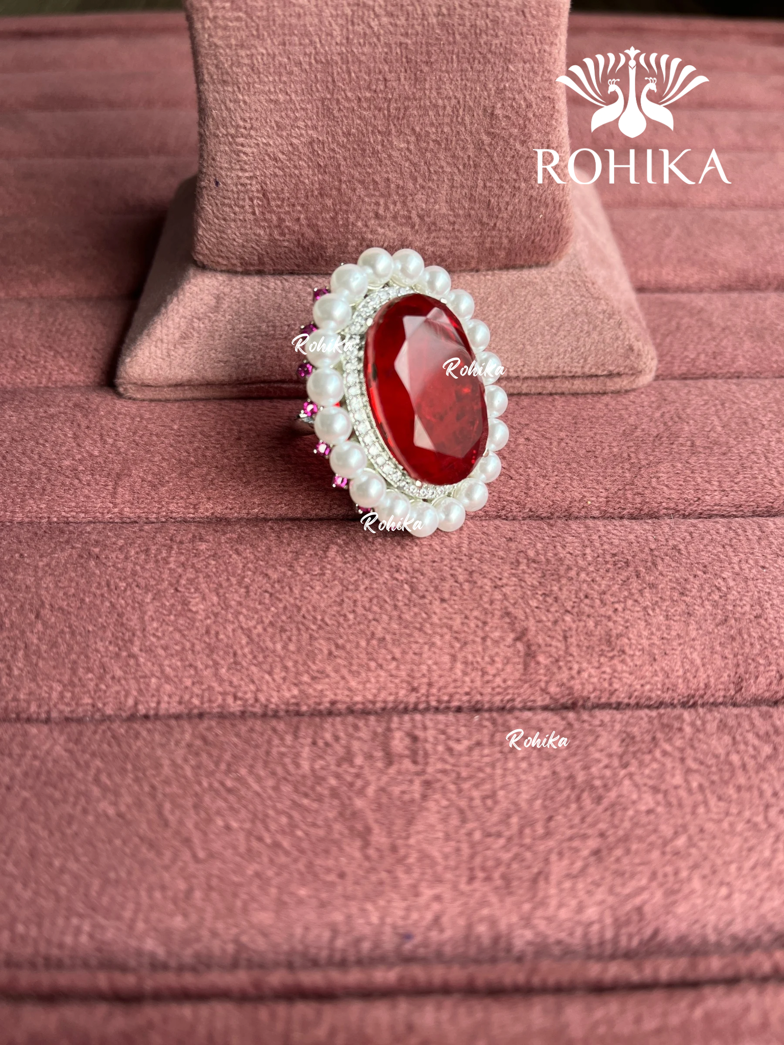 Angana polki kundan ring (SG-120) - Red