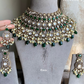 Dharini polki kundan bridal necklace set - Dark Green