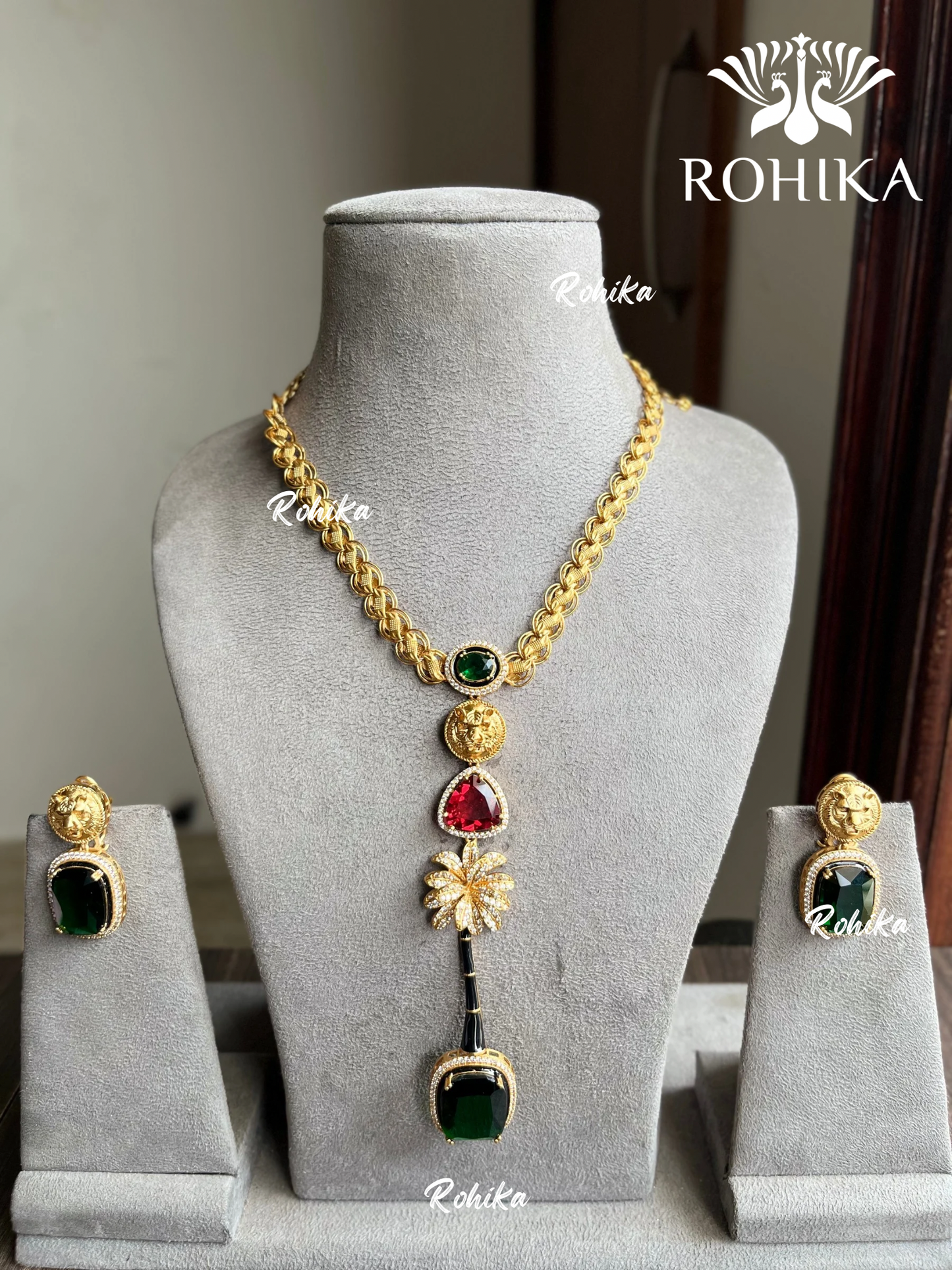 Kareena inspired fusion necklace set - Green