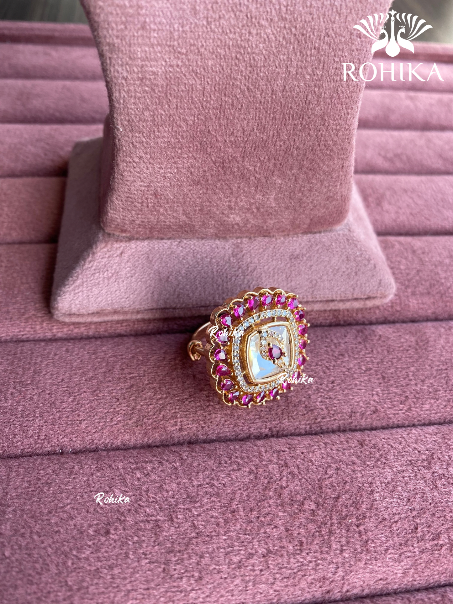 Angana polki kundan ring (SG-086) - Pink