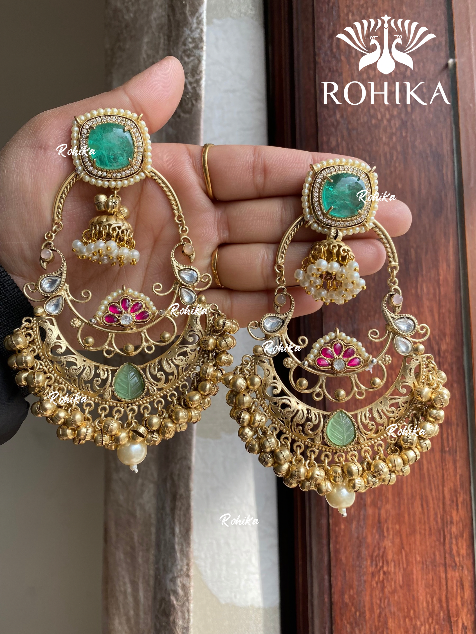 Banjara fusion earrings (FE-022) - Mint green