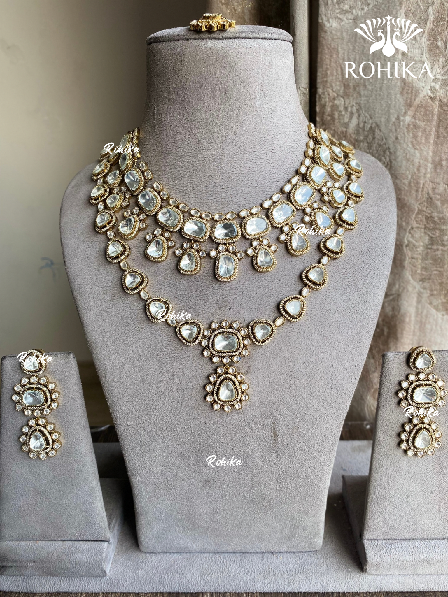 Vidhi polki kundan necklace set - Antique 