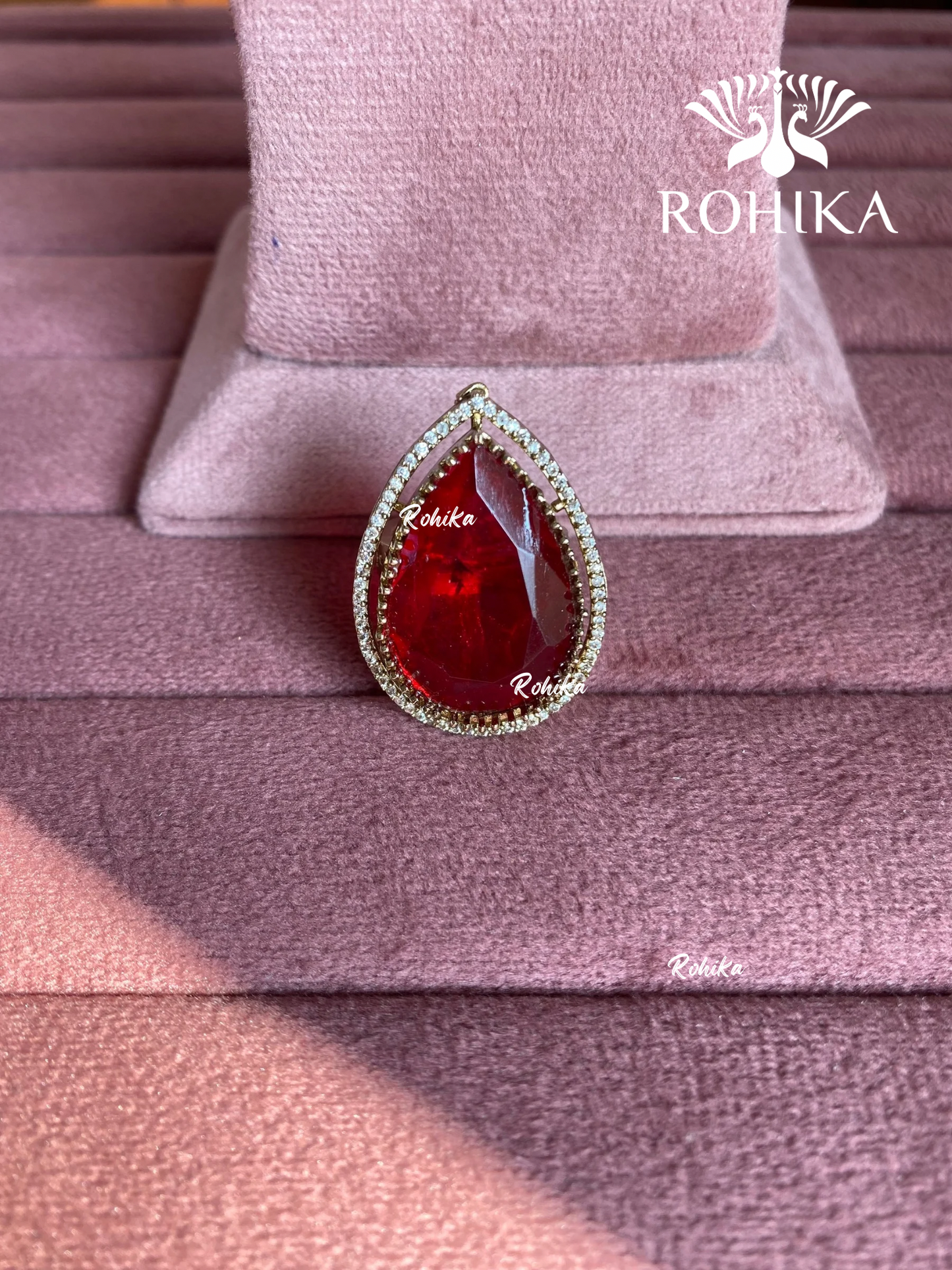 Angana polki kundan ring (SG-108) - Ruby red