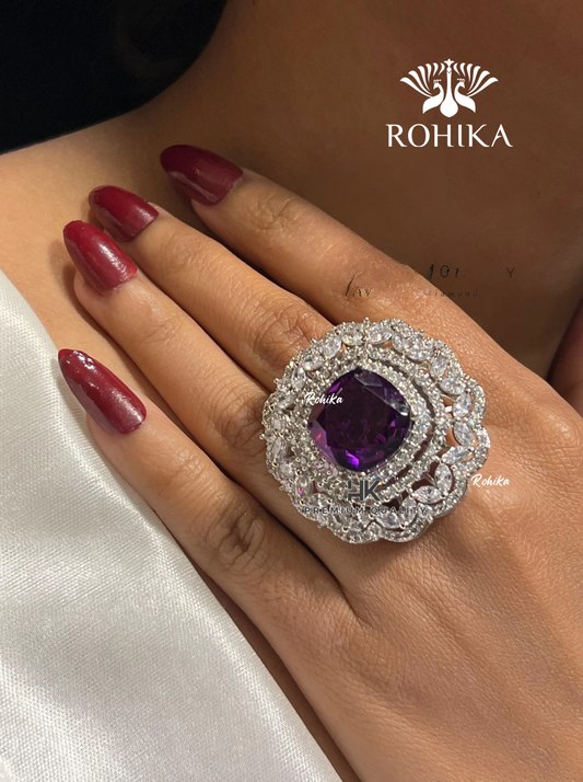 Grace american diamond Ring  -  Dark purple