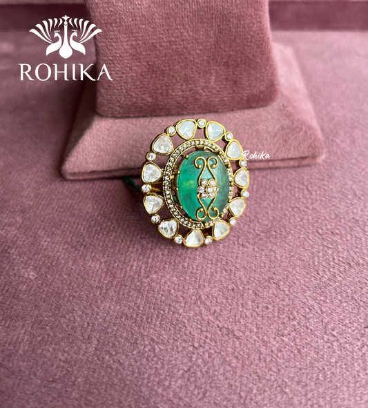 Angana polki kundan ring  (SG-010) - Mint Green