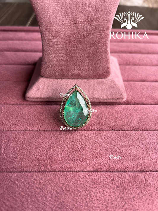 Angana polki kundan ring (SG-108) - Mint green