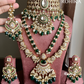 Maitri bikaneri kundan necklace combo set - Dark green