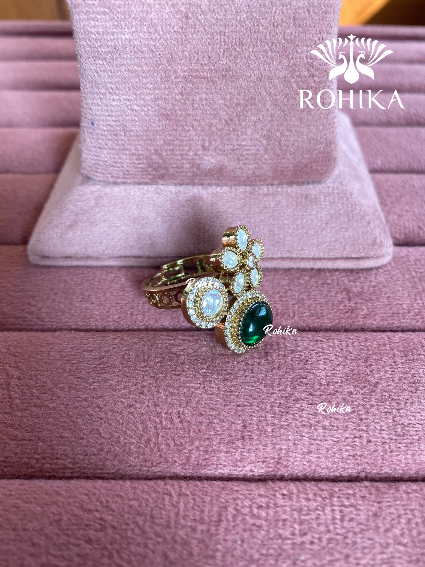 Angana polki kundan ring (SG-137) - Green