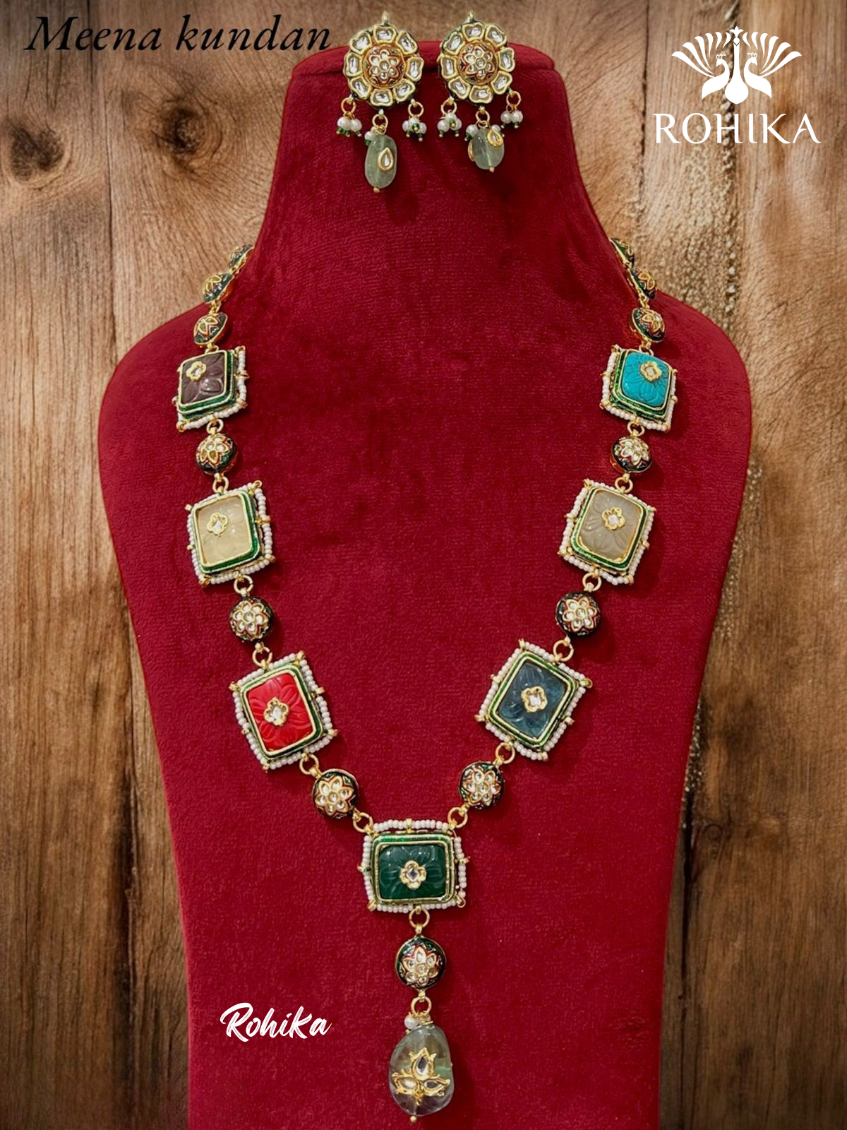Ananta kundan necklace set (N-003)- Multi colour - Rohika store