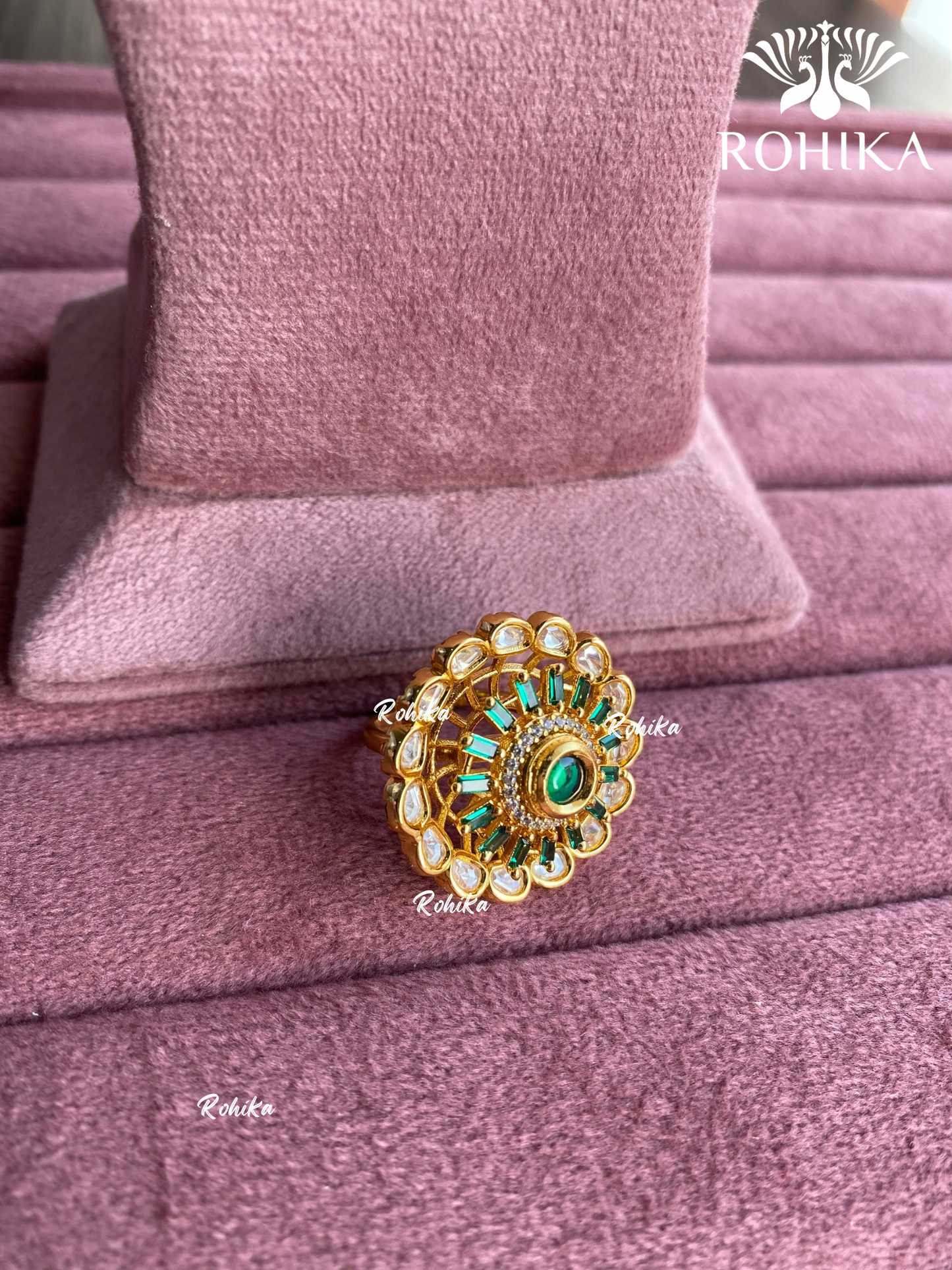 Angana polki kundan ring (SG-085) - Green