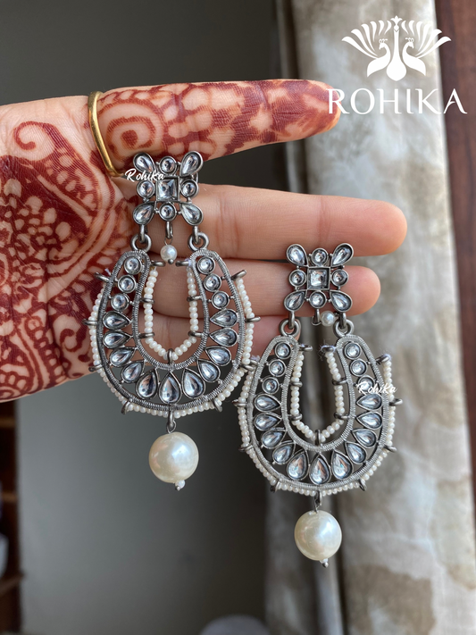  Shyamli oxidized jhumka earrings (008) - White