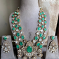 Sakhi moisanite long necklace set -  Mint Green