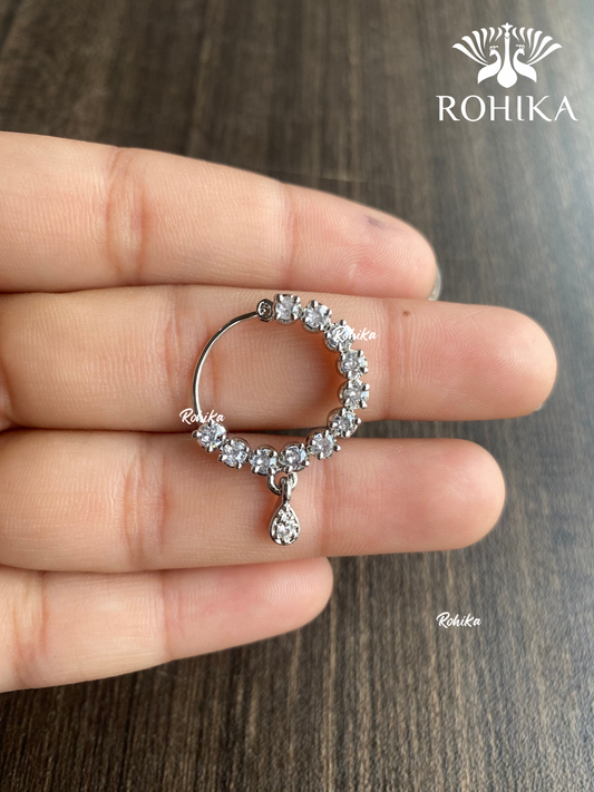 Riya AD stone Nath (061) - Silver