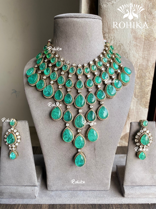 Manasi doublets necklace set -  Mint Green