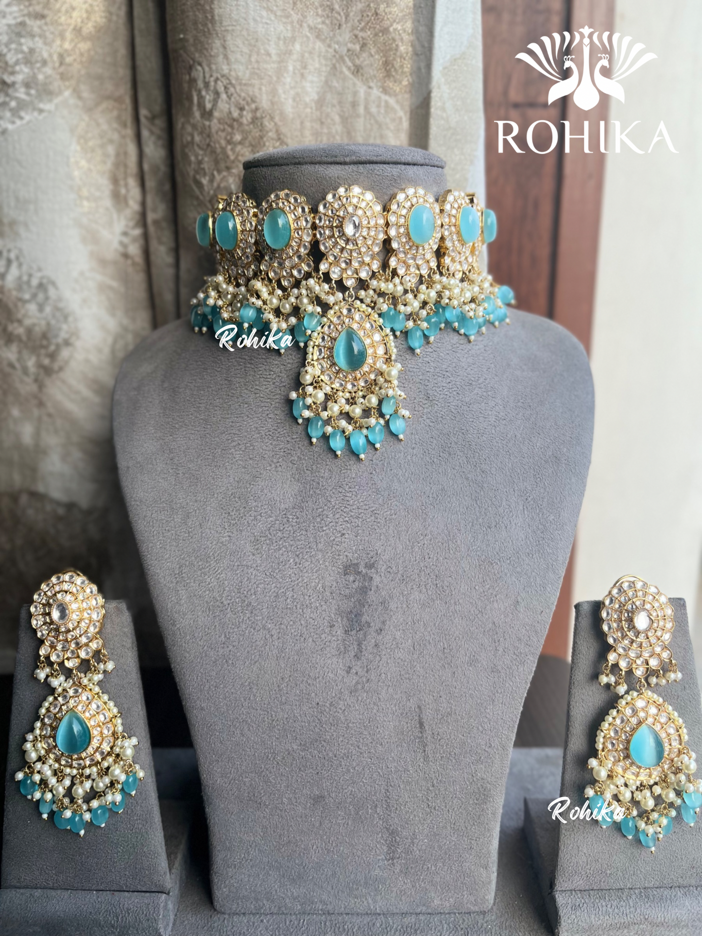 Neel polki kundan necklace set