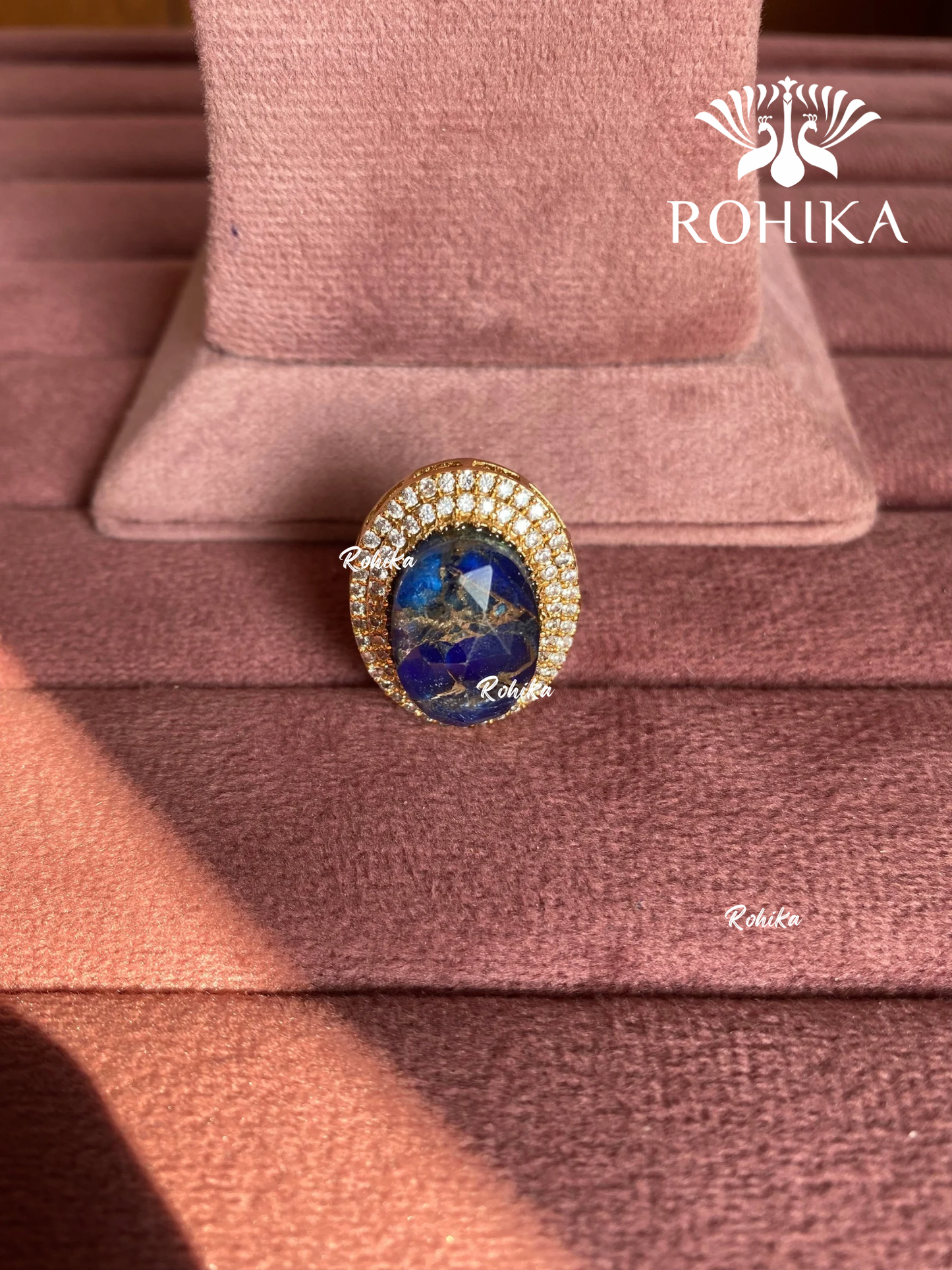 Angana polki kundan ring (SG-137) - Blue