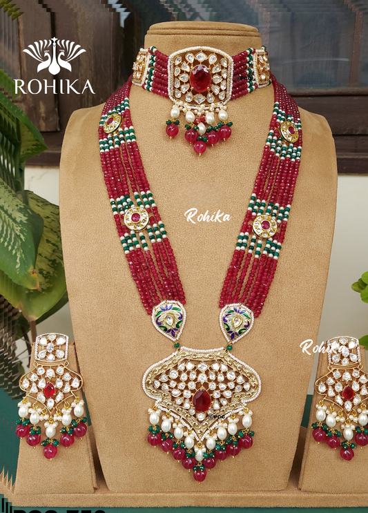 Ehsaas polki kundan bridal set - red