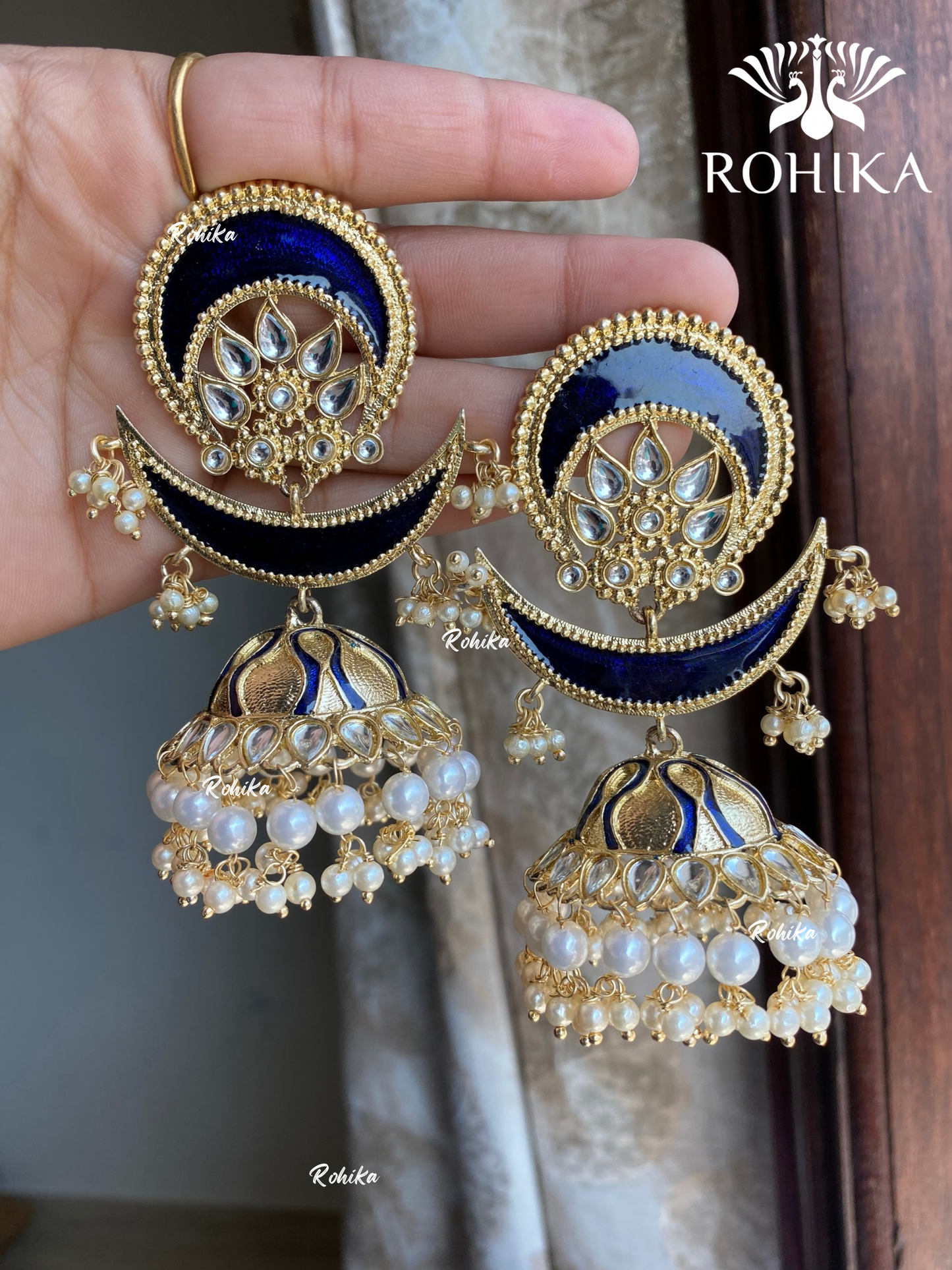 Bano beautiful jhumka earrings - Dark blue