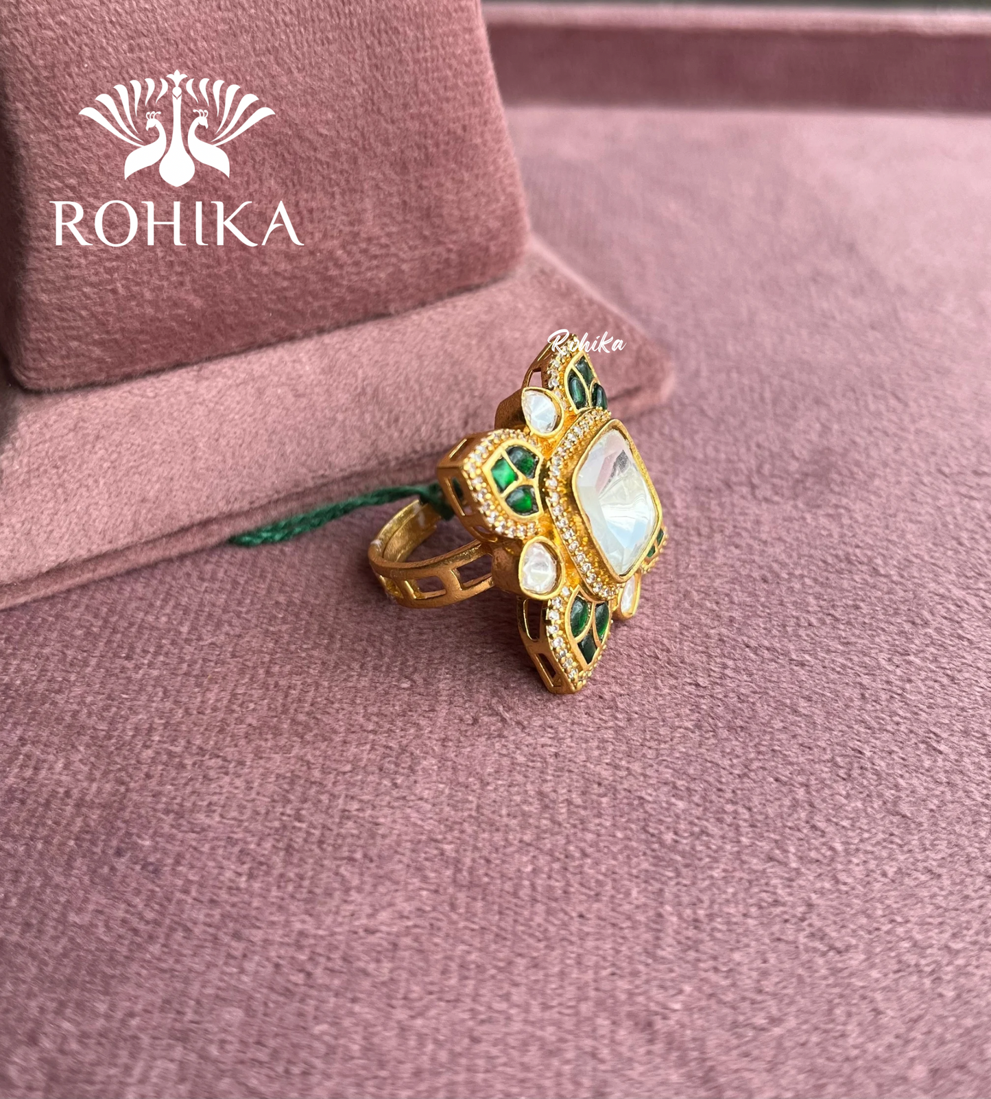 Angana polki kundan ring  (SG-013) - Green