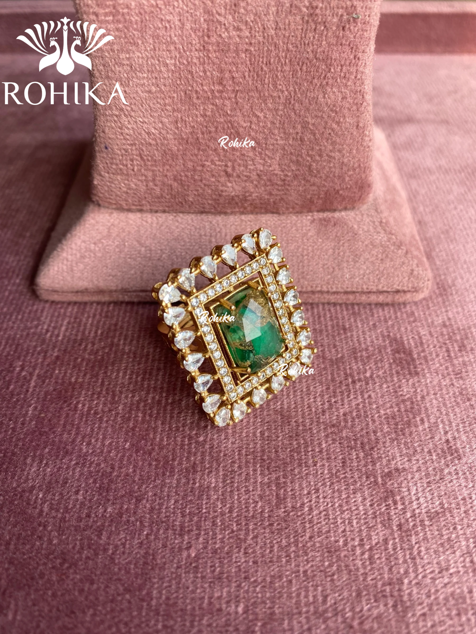 Angana polki kundan ring (SG-126) - Green